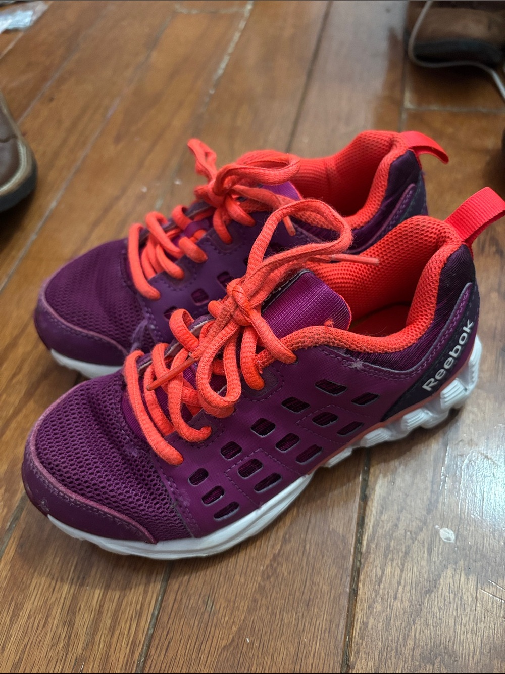 Reebok Kids Purple Sneakers with Bright Coral Accents